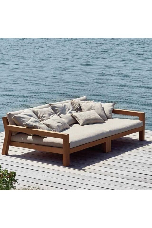  Lüks Ahşap Bahçe Yatak 180wx110d Şezlong Koltuk Sedir