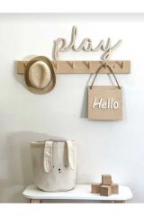 Dekoratif Ahşap Modern Duvar Askılık 60 cm