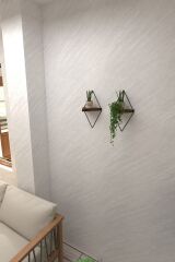 2 Li Lüks Doğal Masif Ahşap Dekoratif Üçgen Raf Balkon Tanzim Çiçeklik Saksılık