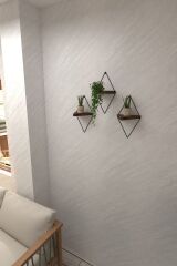 3 Lü Lüks Doğal Masif Ahşap Dekoratif Üçgen Raf Balkon Tanzim Çiçeklik Saksılık