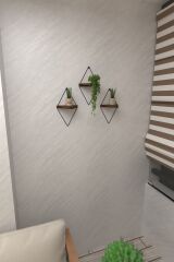 3 Lü Lüks Doğal Masif Ahşap Dekoratif Üçgen Raf Balkon Tanzim Çiçeklik Saksılık