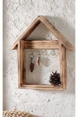 Doğal Ahşap Ev Model Anahtarlık Anahtar Askısı Kapı Önü Askılık