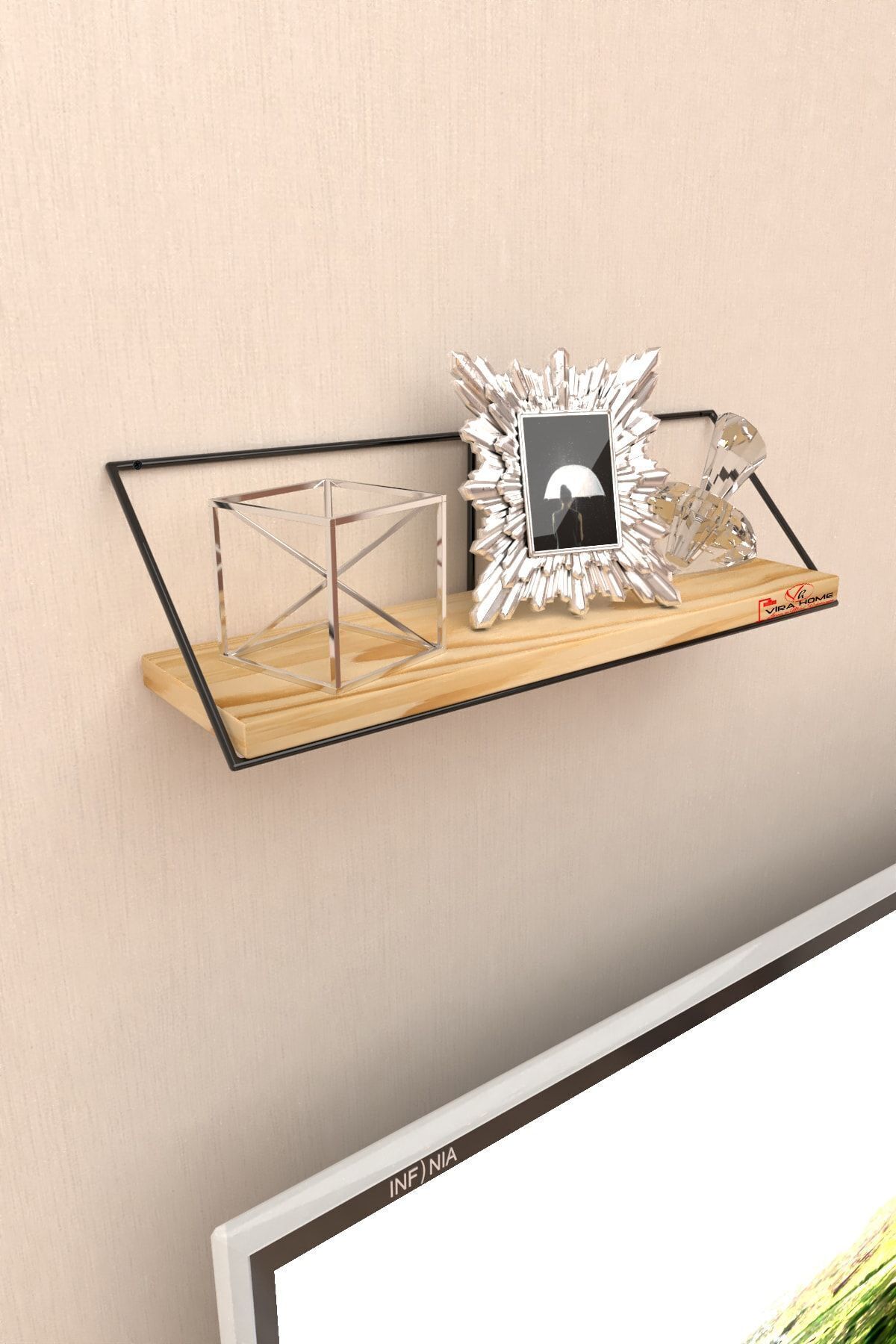  Masif Doğal Ahşap Duvar Rafı Kitaplık Terek Mutfak Rafı Dekoratif Raf