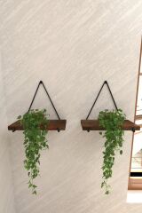 2 Li Üçgen Masif Ahşap Dekoratif Raf Balkon Rafı Tanzim Çiçeklik