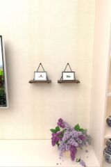 2 Li Üçgen Masif Ahşap Dekoratif Raf Balkon Rafı Tanzim Çiçeklik