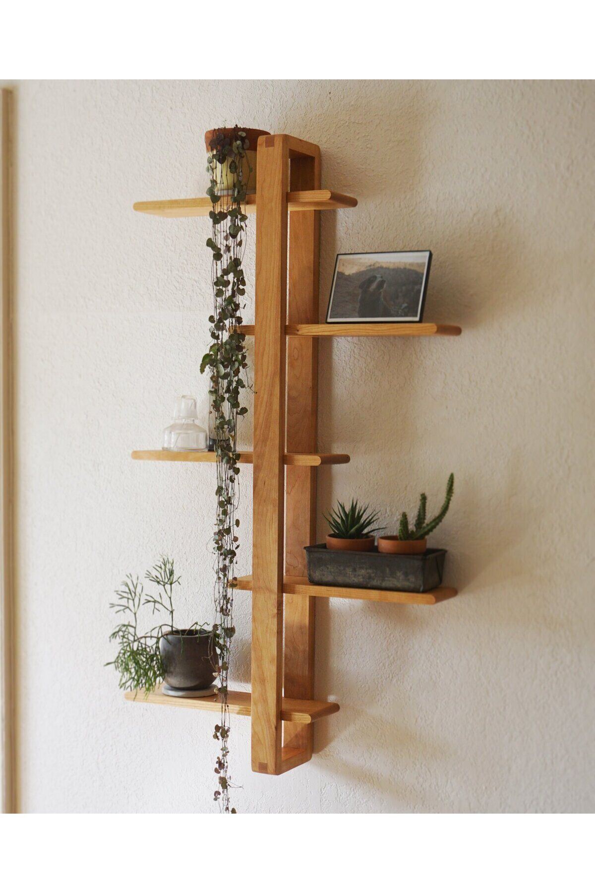 Ahşap ayarlanabilir raflı çiçeklik