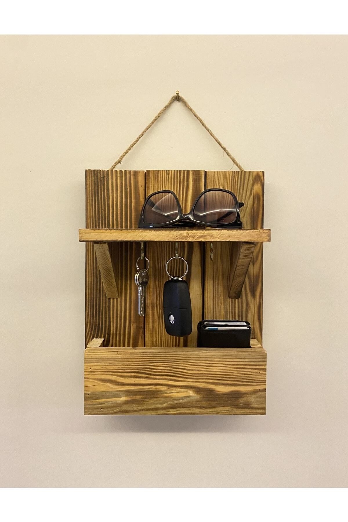  Doğal Ahşap Anahtarlık Cüzdanlık Çok Amaçlı Askılık