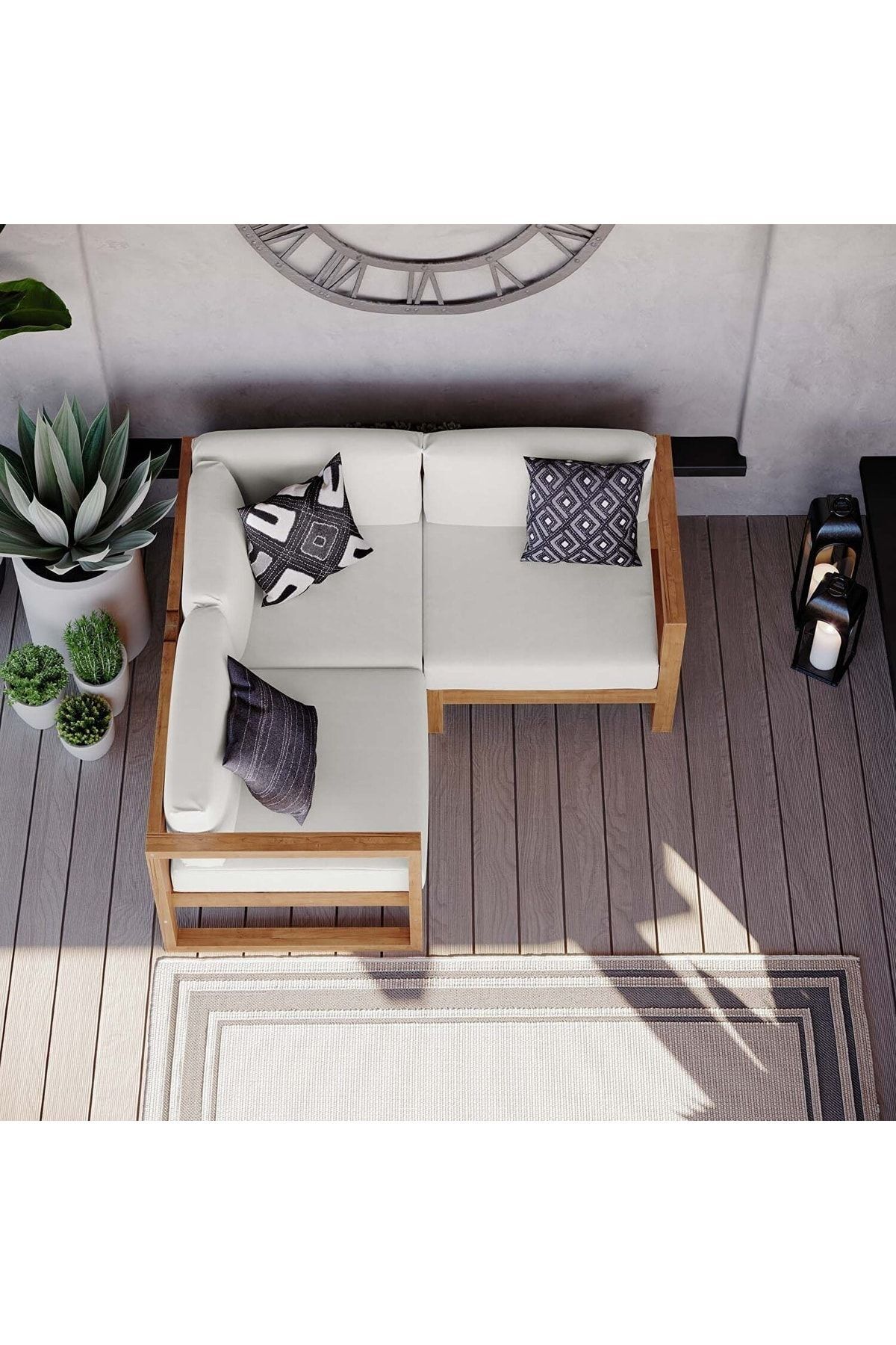  Sofia Bahçe Balkon Teras Ahşap Köşe Koltuk Takımı
