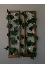 2'li Ahşap Peri Ledli Sarmaşıklı Duvar Çıtası Kış Bahçesi Balkon Duvar Dekor Bohem Retro