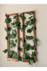2'li Ahşap Peri Ledli Sarmaşıklı Duvar Çıtası Kış Bahçesi Balkon Duvar Dekor Bohem Retro