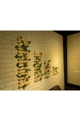 Pilli Ledli Çamağacı Ahşap Saksı Sarmaşıklı Standı Çiçeklik Kış Bahçesi Balkon Dekor Yapay Çiçek