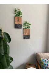 2'Lİ AHŞAP ÇİÇEKLİK MUTFAK BANYO YAPAY ÇİÇEK BALKON KIŞ BAHÇESİ EV HEDİYESİ ÇEYİZ BOHEM RUSTİK