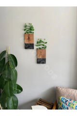 2'Lİ AHŞAP ÇİÇEKLİK MUTFAK BANYO YAPAY ÇİÇEK BALKON KIŞ BAHÇESİ EV HEDİYESİ ÇEYİZ BOHEM RUSTİK