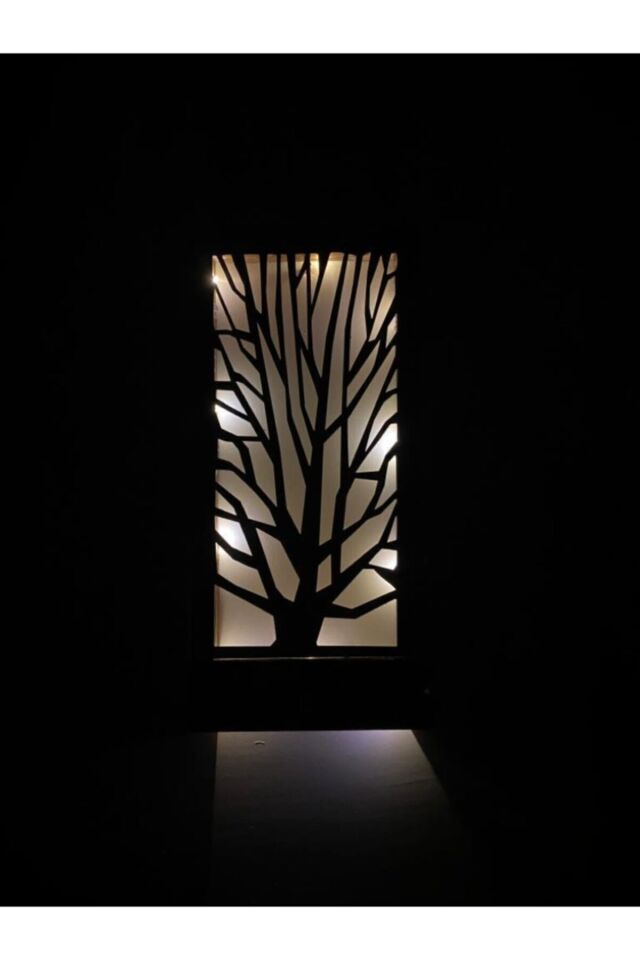  Peri Ledli Masif Panel Ahşap Dekoratif Tablo Duvar Süsü Ev Antre Balkon Süsü 36x18cm