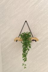 Tekli Lüks Dekoratif Duvar Rafı Doğal Masif Ahşap Balkon Rafı Çiçeklik Saksılık