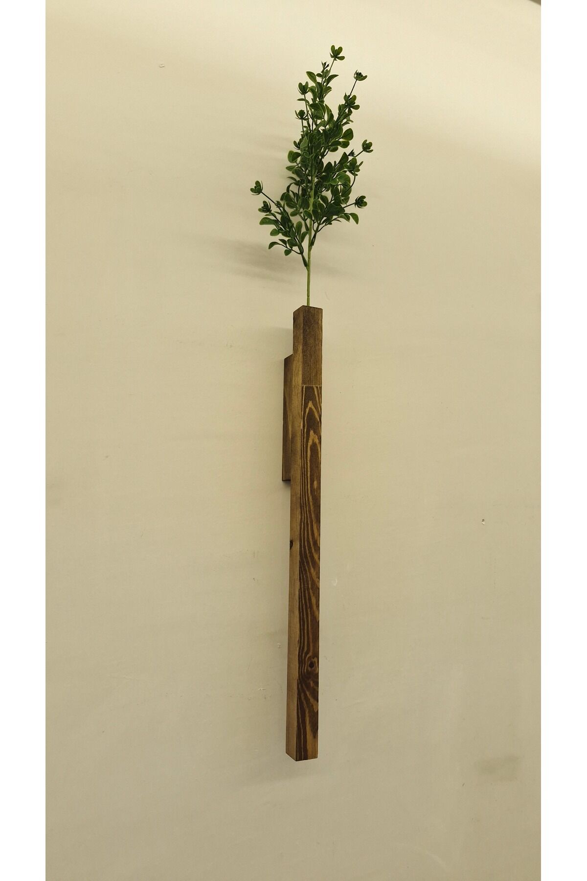 Dekoratif Ahşap Çiçeklik Duvar Dekoru Rustik Çiçeklik Yapay Çiçek Ev Antre Balkon Saksılık 50cm