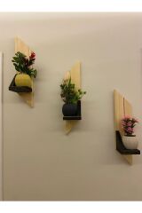 3 lü Lüx Mini Dekoratif Ahşap Raf Balkon Rafı Antre Hol Rafı Ev Hediyesi Duvar Rafı