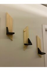 3 lü Lüx Mini Dekoratif Ahşap Raf Balkon Rafı Antre Hol Rafı Ev Hediyesi Duvar Rafı