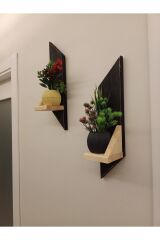 2 li Lüx Mini Dekoratif Ahşap Raf Balkon Rafı Antre Hol Rafı Ev Hediyesi Duvar Rafı