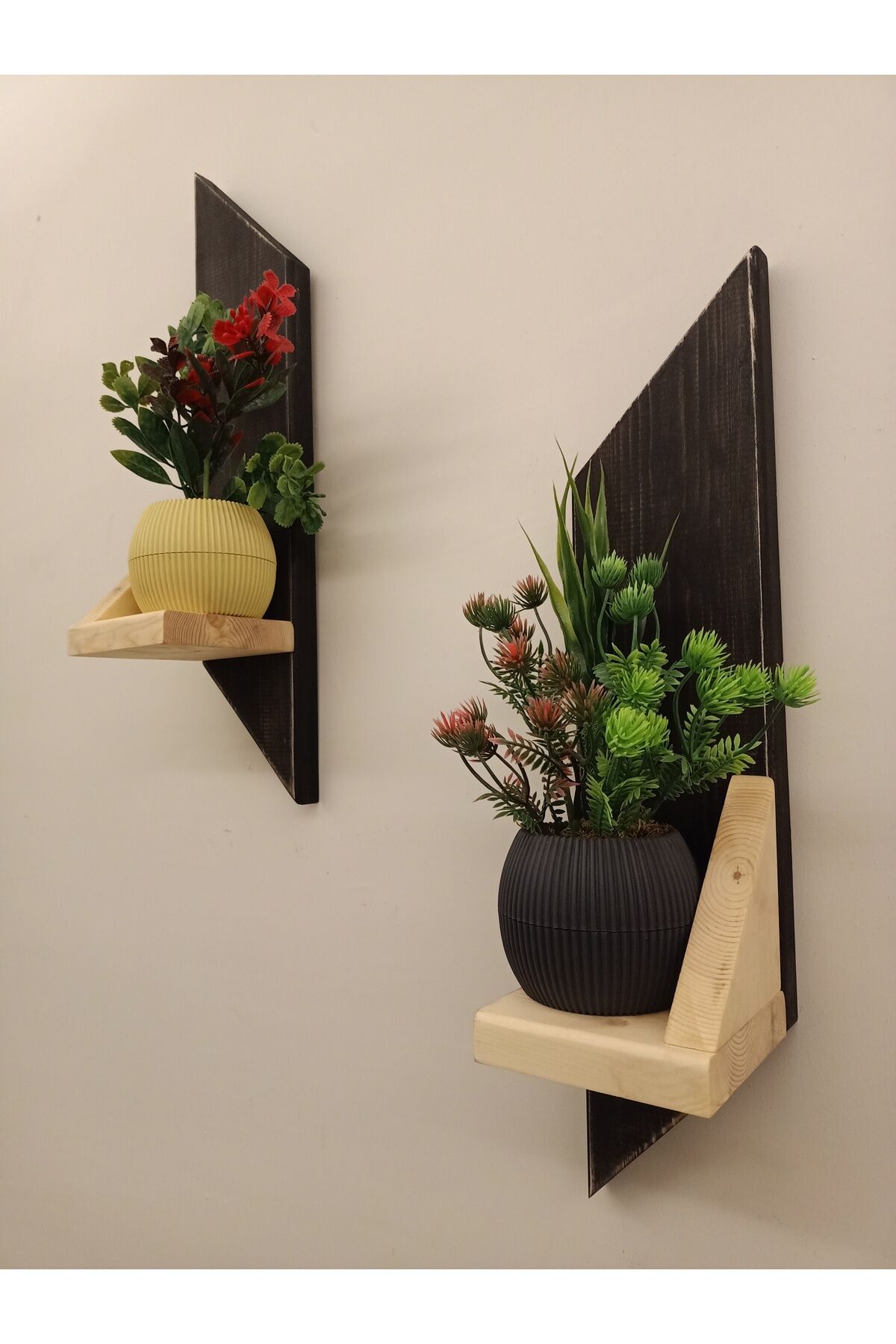 2 li Lüx Mini Dekoratif Ahşap Raf Balkon Rafı Antre Hol Rafı Ev Hediyesi Duvar Rafı