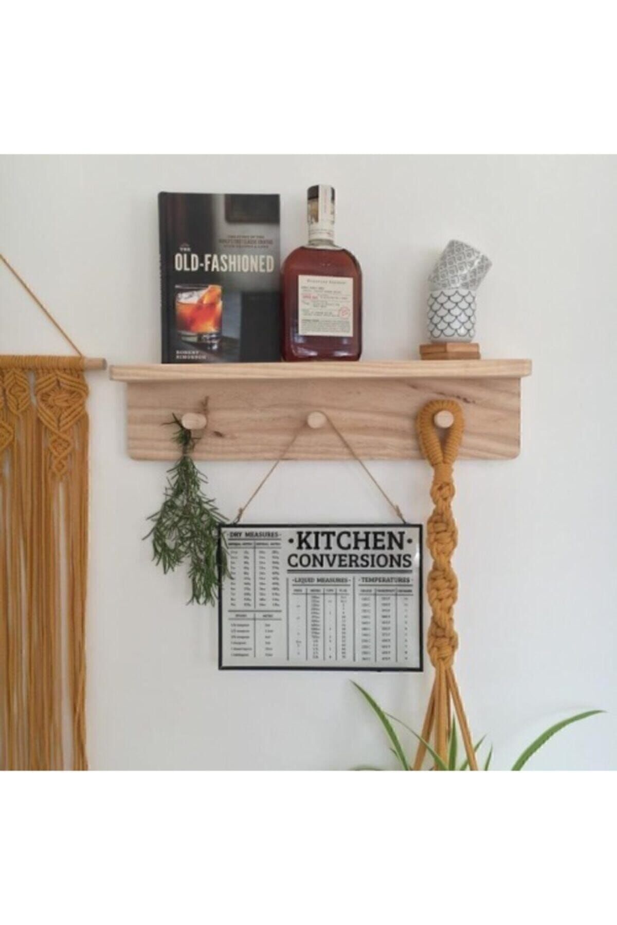  Ahşap Raflı Duvar Askılığı Montessori Askılık