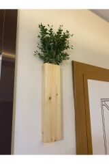 Tekli Lüx Ahşap Çiçeklik Peri Ledli Yapay Çiçek Dahil Duvar Dekorasyon Saksılık Ev Hediyesi 40 Cm