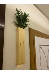 Tekli Lüx Ahşap Çiçeklik Peri Ledli Yapay Çiçek Dahil Duvar Dekorasyon Saksılık Ev Hediyesi 40 Cm