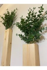 2 Li Ledli Ahşap Çiçeklik Dekoratif Aydınlatma Yapay Çiçek Balkon Dekor Bohem Rustik Pil Hariç 40cm