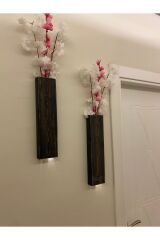 2 Li Lüx Ahşap Çiçeklik Peri Ledli Aranjman Dekoratif Aydınlatma Ev Hediyesi Cafe Otel 40cm