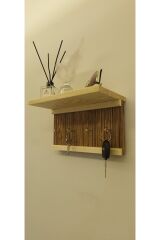 Lüks Modern Dekoratif Ahşap Raflı Anahtarlık Dekoratif Raf Ev Antre Hol Askılık