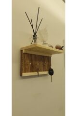 Lüks Modern Dekoratif Ahşap Raflı Anahtarlık Dekoratif Raf Ev Antre Hol Askılık