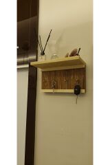 Lüks Modern Dekoratif Ahşap Raflı Anahtarlık Dekoratif Raf Ev Antre Hol Askılık