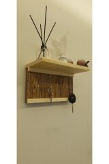 Lüks Modern Dekoratif Ahşap Raflı Anahtarlık Dekoratif Raf Ev Antre Hol Askılık