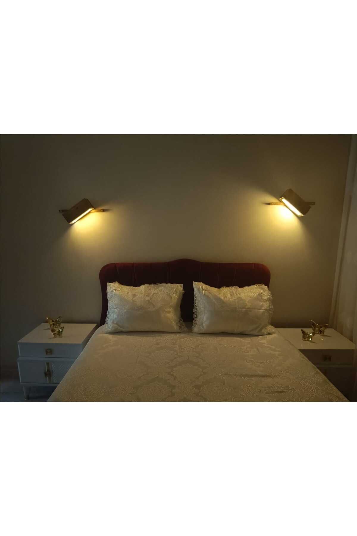 2 Li Dekoratif Peri Ledli Ahşap Aplik Dekoratif Aydınlatma Duvar Dekoru Yatak Odası Aplik