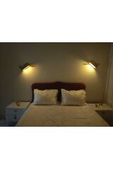 2 Li Dekoratif Peri Ledli Ahşap Aplik Dekoratif Aydınlatma Duvar Dekoru Yatak Odası Aplik