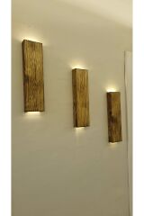 3lü Ahşap Dekoratif Peri Ledli Aplik Balkon Antre Aksesuarı Otel Cafe Villa Bohem Rustik Dekor 35cm