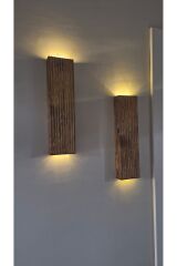 2li Ahşap Dekoratif Peri Ledli Aplik Balkon Antre Aksesuarı Otel Cafe Villa Bohem Rustik Dekor 35cm