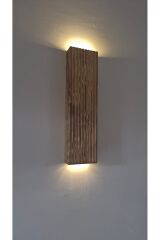 Ahşap Dekoratif Pilhariç Ledli Aplik Balkon Antre Aksesuarı Otel Cafe Villa Bohem Rustik Dekor 35cm