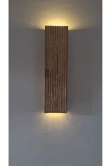 Ahşap Dekoratif Pilhariç Ledli Aplik Balkon Antre Aksesuarı Otel Cafe Villa Bohem Rustik Dekor 35cm