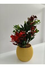 Mini Saksıda Taş Yosunlu Yapay Çiçek Aranjman Dekoratif Hediyelik Mutfak Ofis Masa Çiçeği