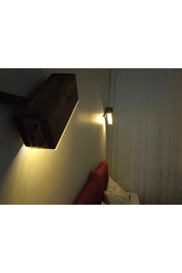  2 Li Dekoratif Peri Ledli Ahşap Aplik Dekoratif Aydınlatma Duvar Dekoru Yatak Odası Aplik