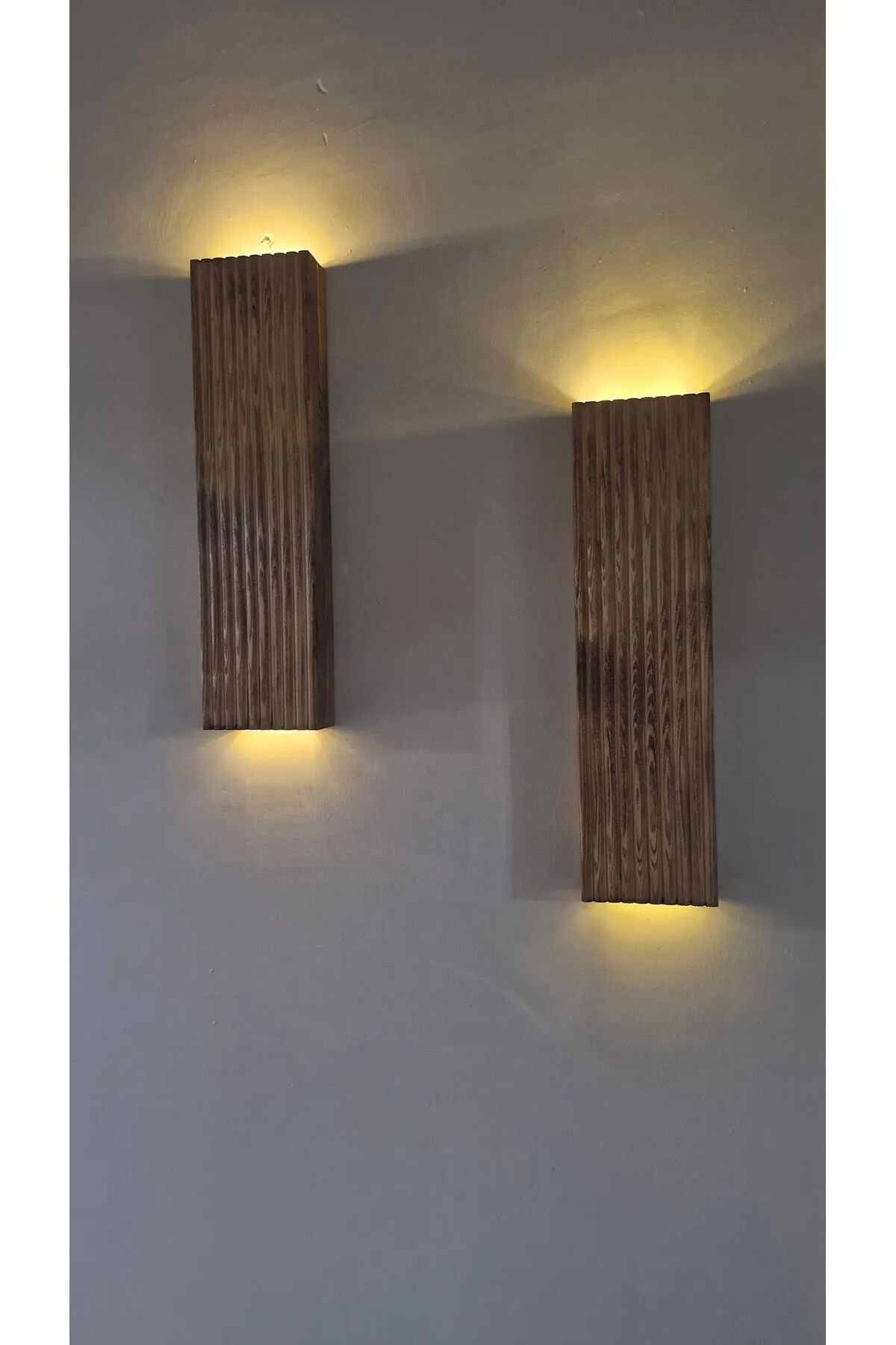  2li Ahşap Dekoratif Peri Ledli Aplik Balkon Antre Aksesuarı Otel Cafe Villa Bohem Rustik Dekor 35cm