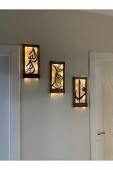 Ledli Işıklı Ahşap Tablo Anneler Günü Hediyesi Elif Vav Allah Muhammed ve Semazen Hac Umre Hediyesi