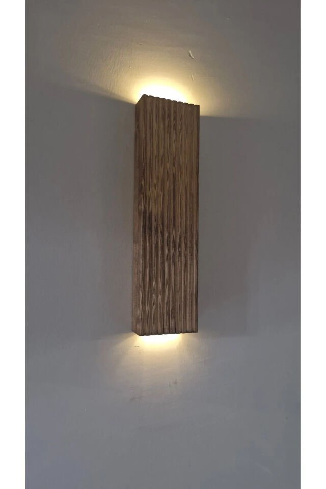  Ahşap Dekoratif Peri Ledli Aplik Balkon Antre Aksesuarı Otel Cafe Villa Bohem Rustik Dekor 35cm