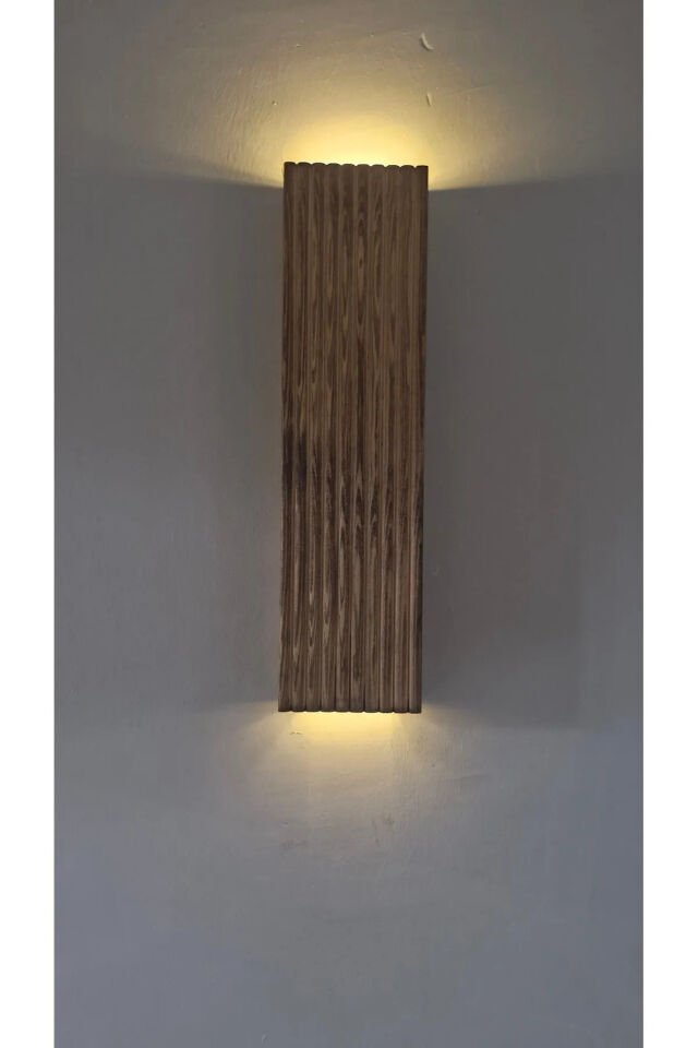  Ahşap Dekoratif Peri Ledli Aplik Balkon Antre Aksesuarı Otel Cafe Villa Bohem Rustik Dekor 35cm