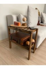 Aa Kalite Doğal Masif Kitaplık 2 Katlı Raf Çiçeklik Oturma Odası Ev Hediyesi Yan Sehpa Saksılık