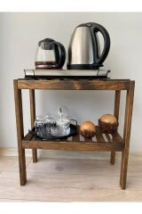 Aa Kalite Doğal Masif Kitaplık 2 Katlı Raf Çiçeklik Oturma Odası Ev Hediyesi Yan Sehpa Saksılık