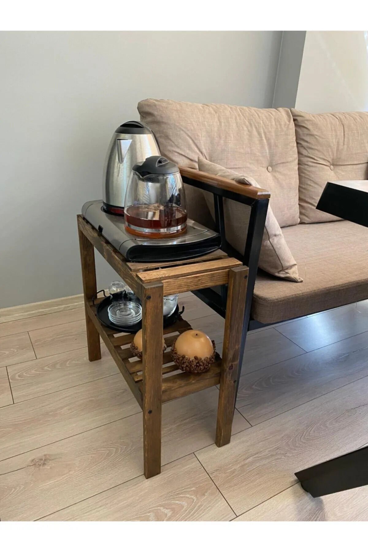 Aa Kalite Doğal Masif Kitaplık 2 Katlı Raf Çiçeklik Oturma Odası Ev Hediyesi Yan Sehpa Saksılık