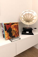 Masa Üstü Dergilik Plaklık 9 Bölmeli Üçgen Metal Kitaplık Organizer Gazetelik Düzenleyici