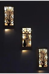 Peri Ledli 3lüset Piller Hariç Açkapa Masifahşap Tablo Ev Hediye Hol Antre Gecelamba 36x18 Duvar Süs